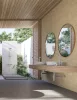 Travertino: homokbézs és taupe geometrikus mozaik mintás (mosható) vlies tapéta