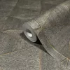 Travertino: szürke-barna fahatású geometrikus csempemintás (mosható) vlies tapéta