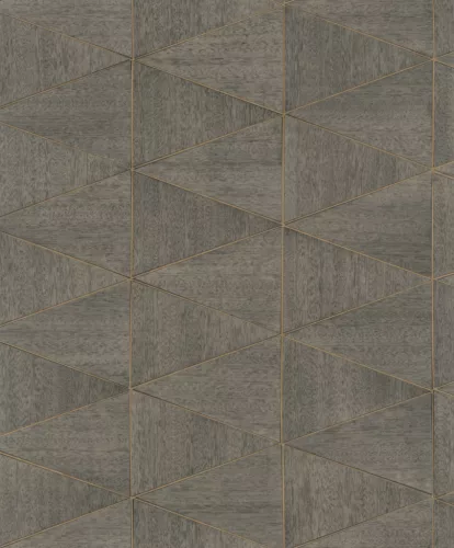 Travertino: szürke-barna fahatású geometrikus csempemintás (mosható) vlies tapéta