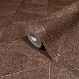   Travertino: barna-réz fahatású geometrikus csempemintás (mosható) vlies tapéta