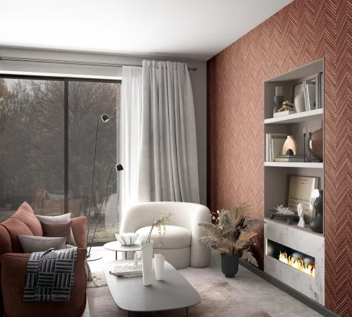 Travertino: taupe fa lamella mintás (mosható) vlies tapéta