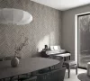 Travertino: antracitbarna fa lamella mintás (mosható) vlies tapéta