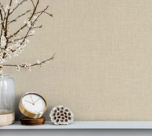 Travertino: taupe finom textilhatású (mosható) vlies tapéta