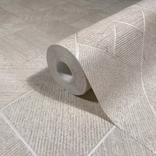 Ritus: Gyöngyház törtfehér pici bézzsel fényes hatású négyszöges modern dombormintás (mosható) vlies-vinyl tapéta