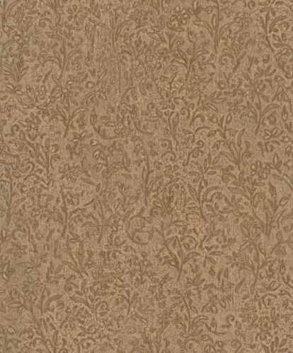 Ritus: Barna alapon fémes bronz virág mintás (mosható) vlies-vinyl tapéta