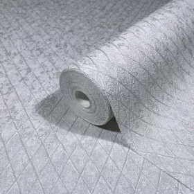   Ritus: Modern ezüst szürke rombusz mintás (mosható) vlies-vinyl tapéta
