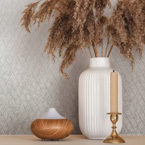 Marburg Textures Book Neutral Walls: Szürke-ezüst geometrikus, egymásba fonódó íves minta (mosható) vlies-vinyl tapéta