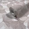 Boho: Lágy rózsabézs ginkgo mintás lenvászon hatású (mosható) vlies-vinyl tapéta