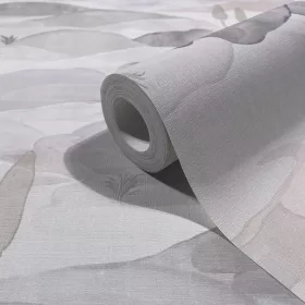   Boho: Zsályaszürke akvarell tájkép mintás lenvászon hatású (mosható) vlies-vinyl tapéta