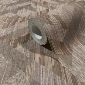   Boho: Dióbarna faerezetes geometrikus lenvászon hatású (mosható) vlies-vinyl tapéta
