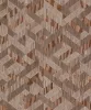 Boho: Dióbarna faerezetes geometrikus lenvászon hatású (mosható) vlies-vinyl tapéta