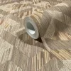 Boho: Aranybézs faerezetes geometrikus lenvászon hatású (mosható) vlies-vinyl tapéta