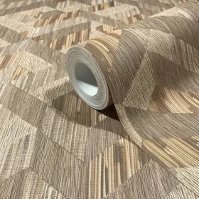   Boho: Aranybézs faerezetes geometrikus lenvászon hatású (mosható) vlies-vinyl tapéta