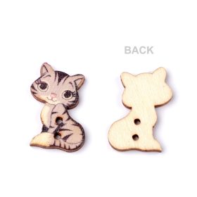 Fa gomb: Cuki cica vegyes színekben