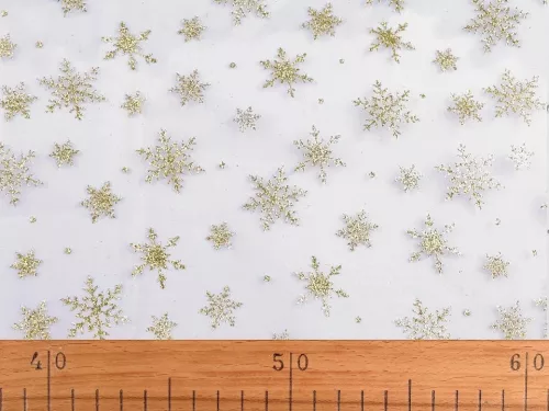 Glitteres farsangi/karácsonyi organza hópelyhekkel: ARANY