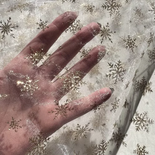 Glitteres farsangi/karácsonyi organza hópelyhekkel: ARANY