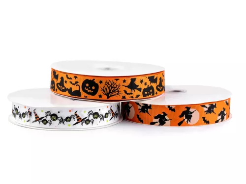 Ripsz szalag Halloweenes mintákkal 25 mm-es
