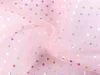 Rózsaszín organza hologramos/szivárványos pöttyökkel 