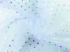 Babakék organza hologramos/szivárványos pöttyökkel 