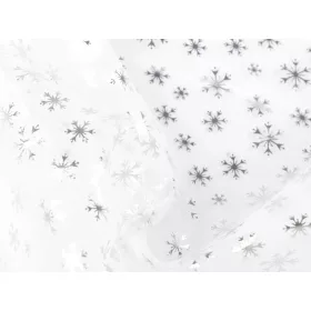 Fehér alapon ezüst hópelyhes organza