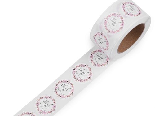 Papír öntapadós ragasztó TÖBB FAJTA Handmade with love, thank you Ø25 mm