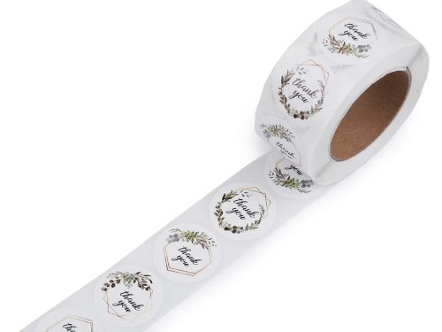 Papír öntapadós ragasztó TÖBB FAJTA Handmade with love, thank you Ø25 mm