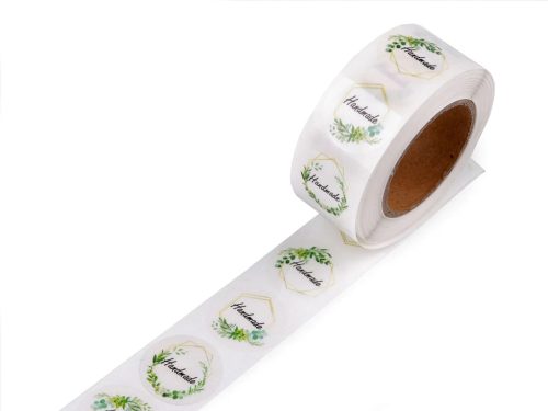 Papír öntapadós ragasztó TÖBB FAJTA Handmade with love, thank you Ø25 mm