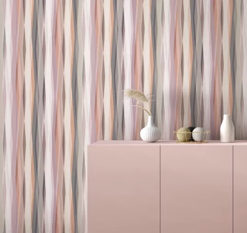 Naomi: Modern mokka orchidea sávmintás (mosható) vlies-vinyl tapéta
