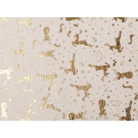 Natúr alapon fényes ARANY SZARVASOS pamut szövet
