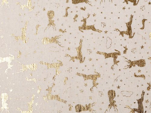 Natúr alapon fényes ARANY SZARVASOS pamut szövet