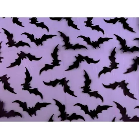 Halloween denevér mintás sifon anyag: LILA