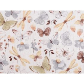   Barna-bézs-szürke pillangós mintás tetra pelenka 80 cm széles