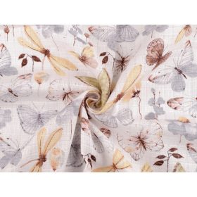   Barna-bézs-szürke pillangós mintás tetra pelenka 80 cm széles