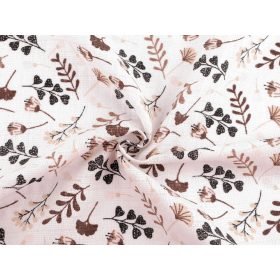   0,5 m EGYBEN KÉRHETŐ Fehér-barna termés-leveles mintás tetra pelenka 80 cm széles