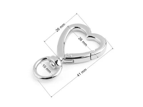 Szívecske fém karabiner forgós fejjel (1 cm-es) több színben
