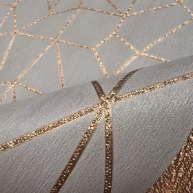   Metálos kollekció Speciel FX2: Pezsgőarany geometrikus háló mintás (mosható) vlies-vinyl tapéta