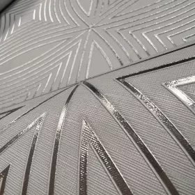   Metálos kollekció Speciel FX2: Gyöngyszürke geometrikus sugárjáték mintás (mosható) vlies-vinyl tapéta