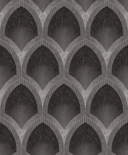 Metálos kollekció Speciel FX2: Antracit-ezüsfényű leveles geometrikus mintás (mosható) vlies-vinyl tapéta