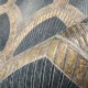 Metálos kollekció Speciel FX2: Türkiz-arany art deco legyezőmintás (mosható) vlies-vinyl tapéta