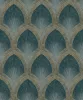 Metálos kollekció Speciel FX2: Türkiz-arany art deco legyezőmintás (mosható) vlies-vinyl tapéta