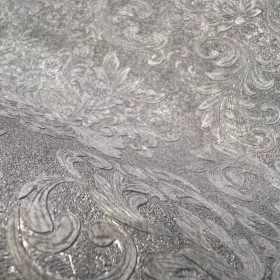   Metálos kollekció Speciel FX2: Kékesszürke-ezüstös barokk damaszt mintás (mosható) vlies-vinyl tapéta
