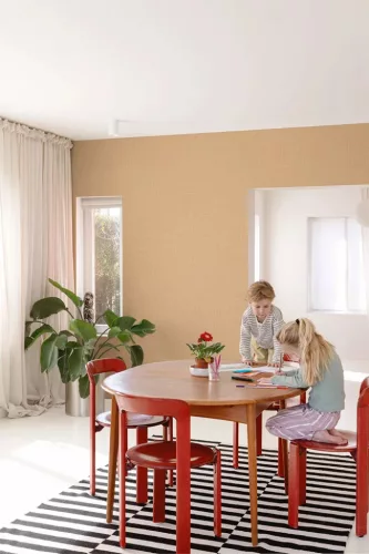 Little Dreamers: Szövethatású meleg rozsda-barna (mosható) vlies-vinyl tapéta