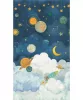Little Dreamers: 159*280 cm-es Űr mintás falfestmény éjkék–felhőkék (mosható) vlies-vinyl tapéta falpanel