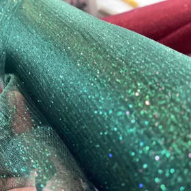 Fenyőzöld csillámos (glitter) tüll (#8/9)