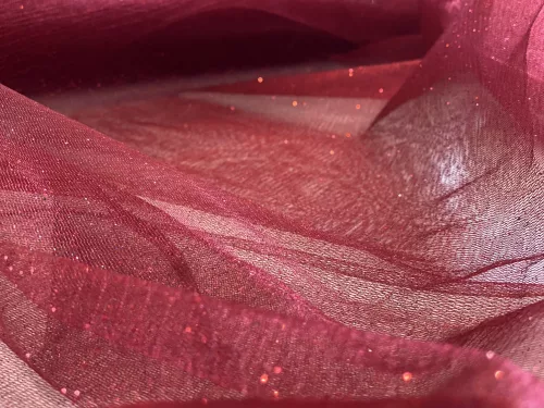 Bordós-piros csillámos (glitter) tüll (#7/#6)