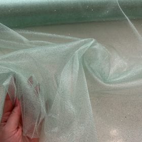 Pasztell menta csillámos (glitter) tüll #2