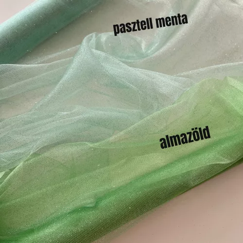 Pasztell menta csillámos (glitter) tüll #2