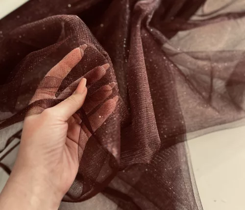 Csokibarna alapon csillámos (glitter) tüll #6