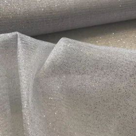   0,34 m EGYBEN KÉRHETŐ Fehér alapon ezüst csillámos (glitter) tüll