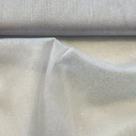   0,34 m EGYBEN KÉRHETŐ Fehér alapon ezüst csillámos (glitter) tüll